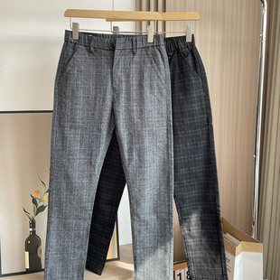 轻商务风！沉稳优雅！春季男士外贸英伦风磨毛色织格纹休闲裤西裤