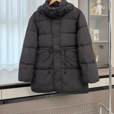 大气简约！高充绒量！外贸男装冬季中长款加厚保暖连帽羽绒服外套