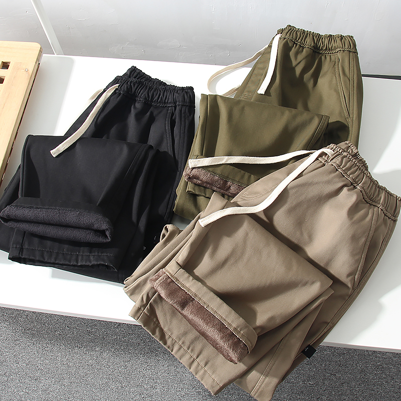 加绒加厚保暖直筒休闲裤