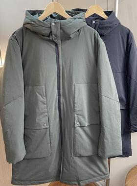 炒高性价比！防风保暖！外贸男装秋冬户外连帽中长款羽绒棉服外套
