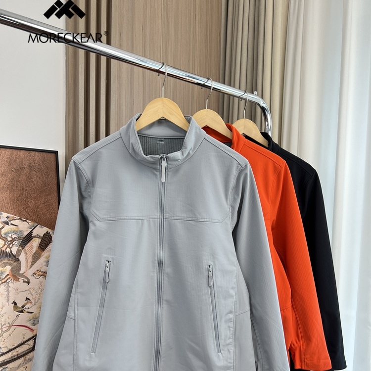 硬核户外！复合方格暖绒！！外贸男装秋冬防风防水立领软壳衣外套