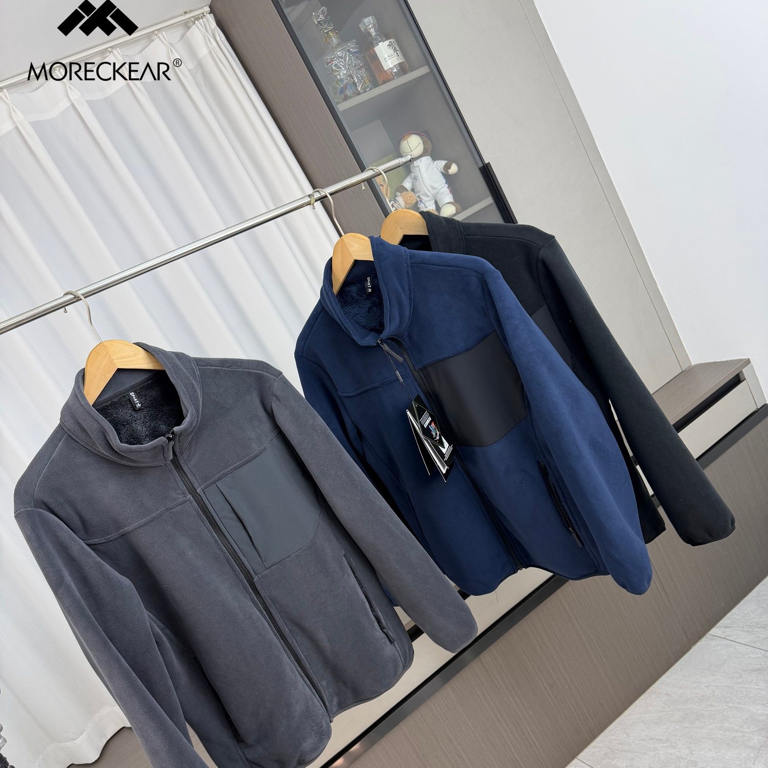 户外高端！加厚摇粒绒！外贸男装秋冬休闲防风立领保暖抓绒外套潮