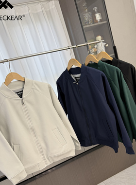 美式飞行员棒球服！秋季男外贸纯色商务休闲工装立领软壳夹克外套