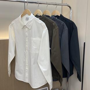 亲肤全棉 衬衫 外贸男装 纯色百搭宽松休闲长袖 衬衣 春季 设计师款