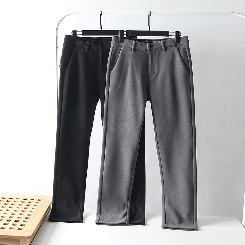 版型很棒！高克重！外贸男装秋冬纯色百搭加绒加厚直筒毛呢休闲裤,男装,休闲裤,淘宝优惠券,粉丝福利购,淘宝优惠卷