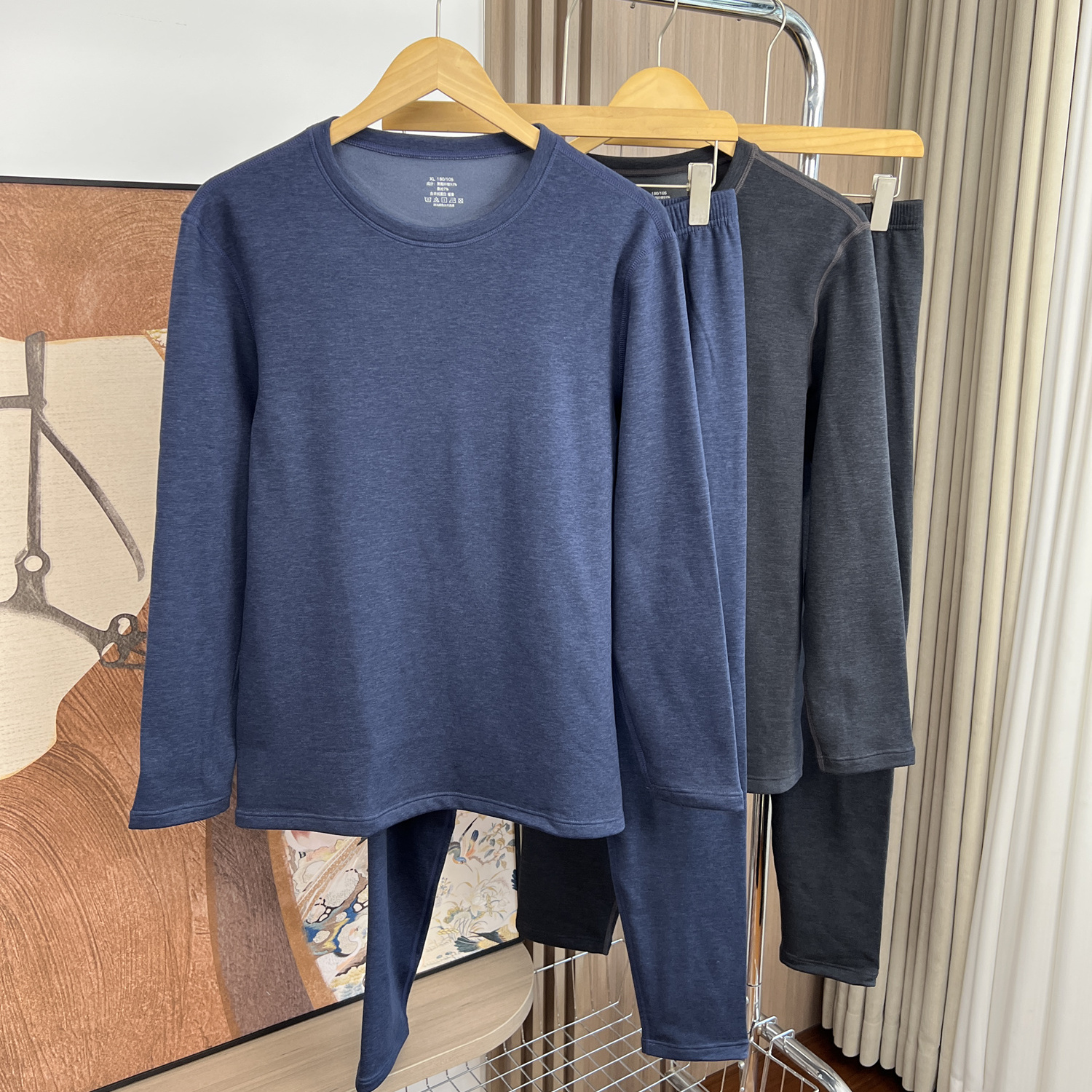 自留款！山羊绒混纺！外贸男士冬季舒适亲肤秋衣秋裤圆领保暖套装