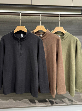 ODM公司货！半拉链设计！ 外贸男装秋冬纯色百搭舒适保暖休闲卫衣