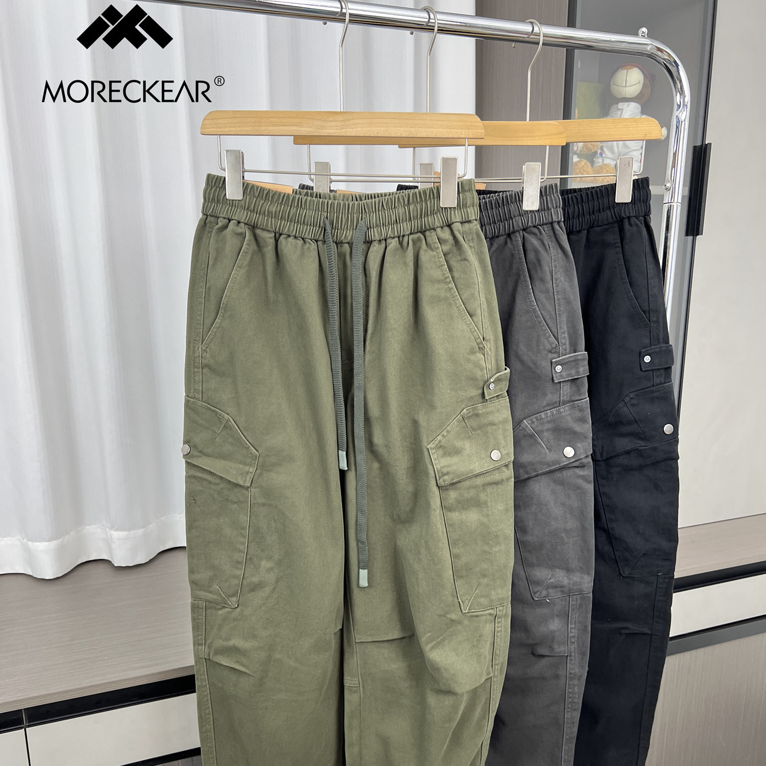 重磅高街！厚实有型！外贸男装秋冬松紧腰宽松大口袋工装休闲裤潮,男装,休闲裤,淘宝优惠券,粉丝福利购,淘宝优惠卷