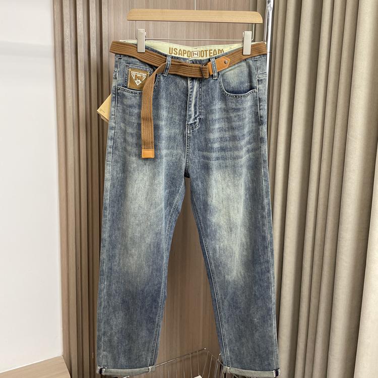 版型很帅！做旧水洗！外贸男装春季舒适百搭直筒阔腿裤休闲牛仔裤
