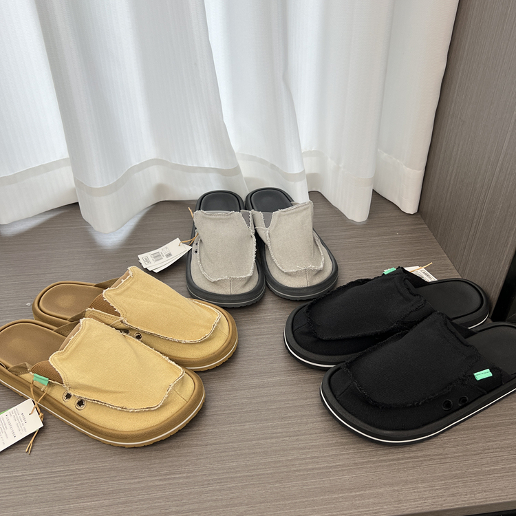 不可错过!有大码!外贸男士夏季透气轻便一脚蹬帆布休闲包头拖鞋