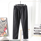 花纱针织黑牛 外贸纯色直筒日常通勤休闲牛仔裤 柜599 秋冬男士