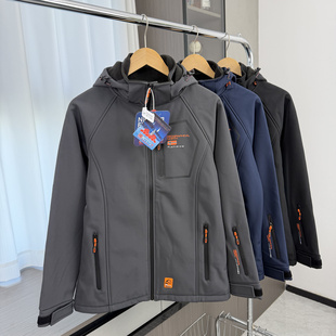 外贸休闲加绒软壳冲锋衣潮 秋冬男士 北欧挪威高端户外 高端压胶
