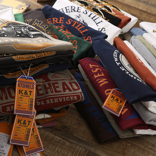 复古印花圆领休闲短袖T恤