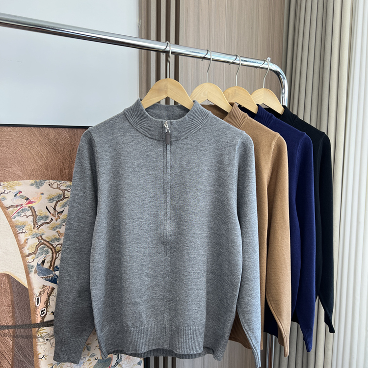 意奢线!触感柔软!外贸男装秋冬纯色亲肤保暖针织衫开衫毛衣外套