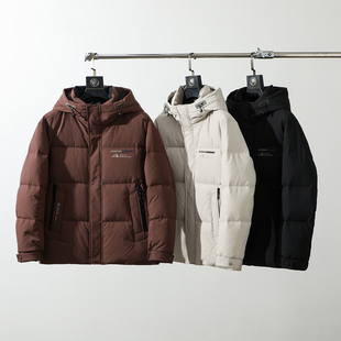 巨暖和！蓬松90鸭绒！冬季男士外贸户外防风防泼水连帽保暖羽绒服