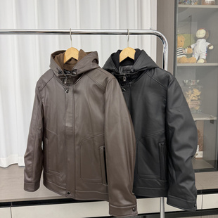 冬季 高端线 外贸男装 太帅了 可拆卸连帽皮衣羽绒服夹克外套 真