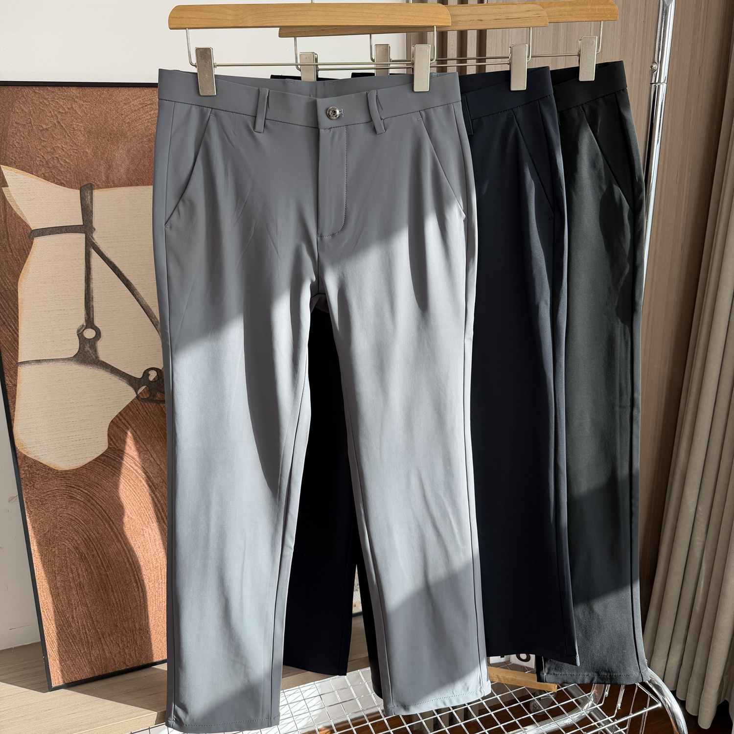 强烈推荐！加厚保暖！外贸男装冬季轻商务舒适百搭通勤直筒休闲裤