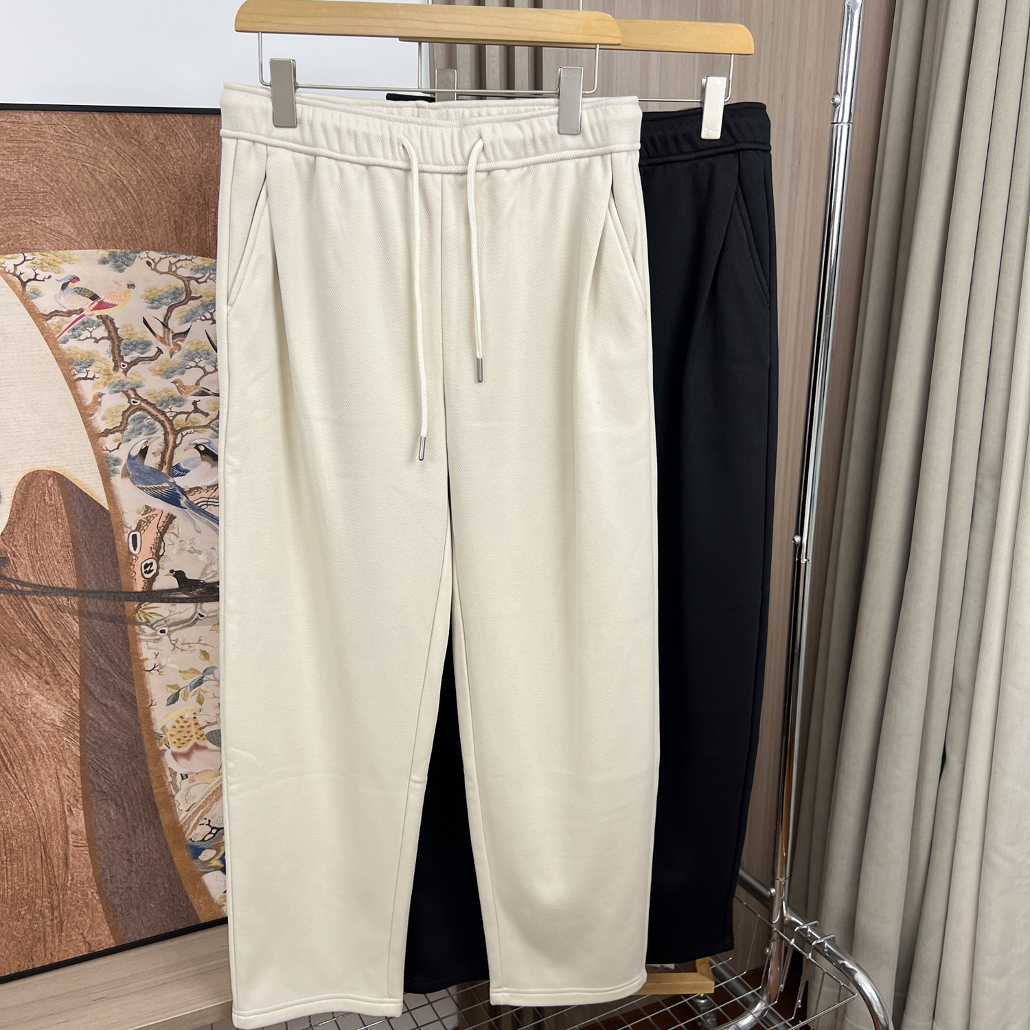 加厚纯色百搭松紧腰休闲长裤