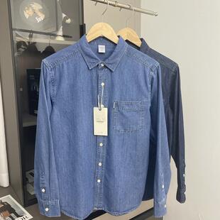 透气棉面料 翻领牛仔衬衫 春季 外贸休闲百搭长袖 薄外套 男士 日单