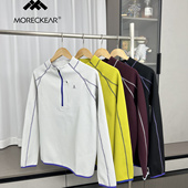 闭眼入 户外半拉链立领休闲T恤 秋冬情侣款 水洗华夫格 外贸男装