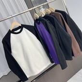 超保暖 冬季 男女外贸美式 300克双面摇粒绒 撞色拼接打底衫 卫衣