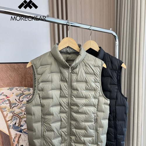 90鸭绒！压胶防钻绒！外贸男装秋冬轻盈保暖简约立领羽绒马甲外套