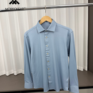 莱赛尔混纺 桑蚕丝 秋冬男士 外贸休闲百搭长袖 柜5900 衬衫 羊毛
