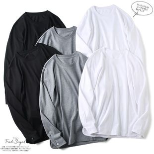 休闲宽松圆领长袖 潮男bi备 秋季 外贸男装 t恤潮 260g新疆长绒棉