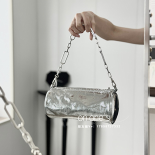 onones高端女装 银色牛皮褶皱腋下包链条包单肩包 2026夏小众设计款