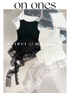 韩版 蕾丝拼接花边下摆圆领背心女内搭背心 2026新款 onones高端女装