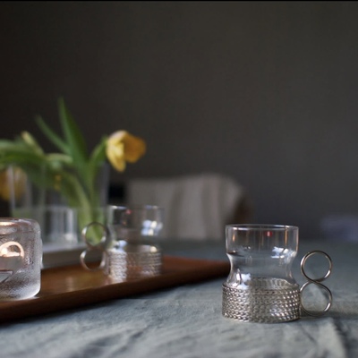 iittala桑卡Tsaikka八字杯带手柄耐热水杯玻璃杯