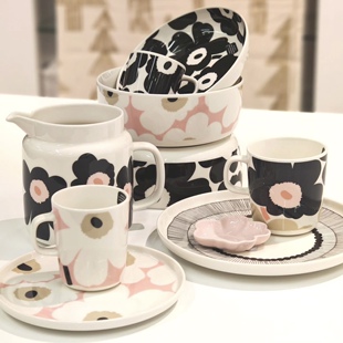 芬兰Marimekko2026年新品unikko炭灰色金冠冕陶瓷马克碗盘现货