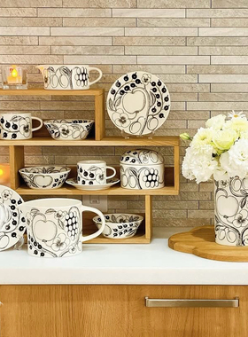 芬兰Arabia 黑白硕果马克杯咖啡杯碟碗盘水壶北欧风陶瓷现货