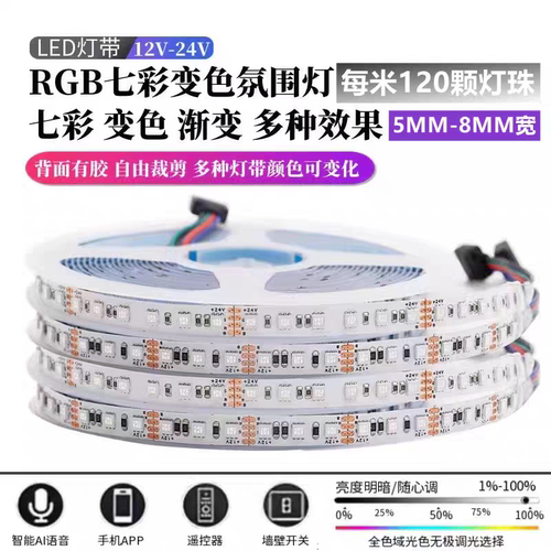 2835灯带5050RGBW幻彩灯带APP蓝牙手机控制支持语音控制户外装饰
