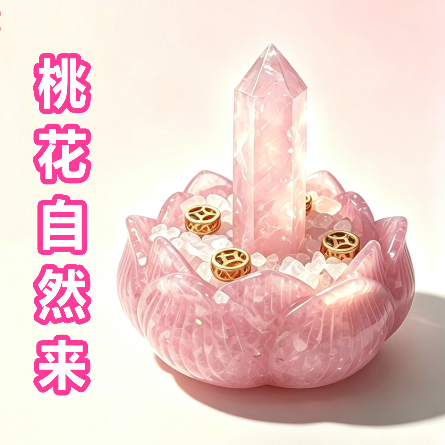 天然粉水晶摆件招桃花旺姻缘桃花运女士小物件正粉色玄学卧室工位图片