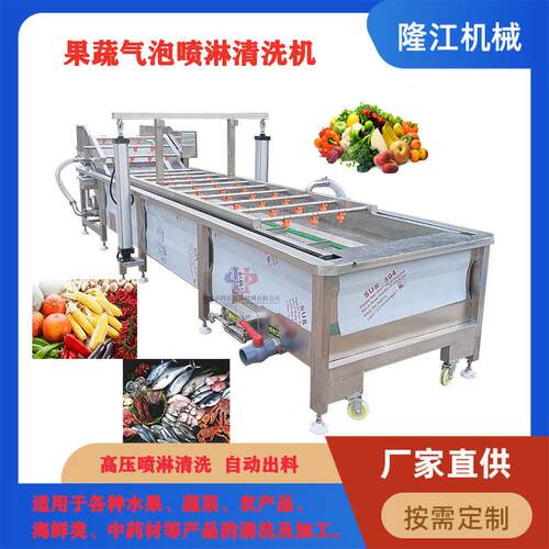 西红柿全自动清洗设备梨桃子气泡清洗机蘑菇喷淋清洗加工