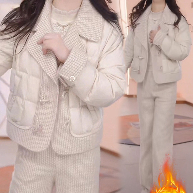 套装女秋冬季2025新款高级感羽绒棉服外套阔腿裤子休闲时尚两件套