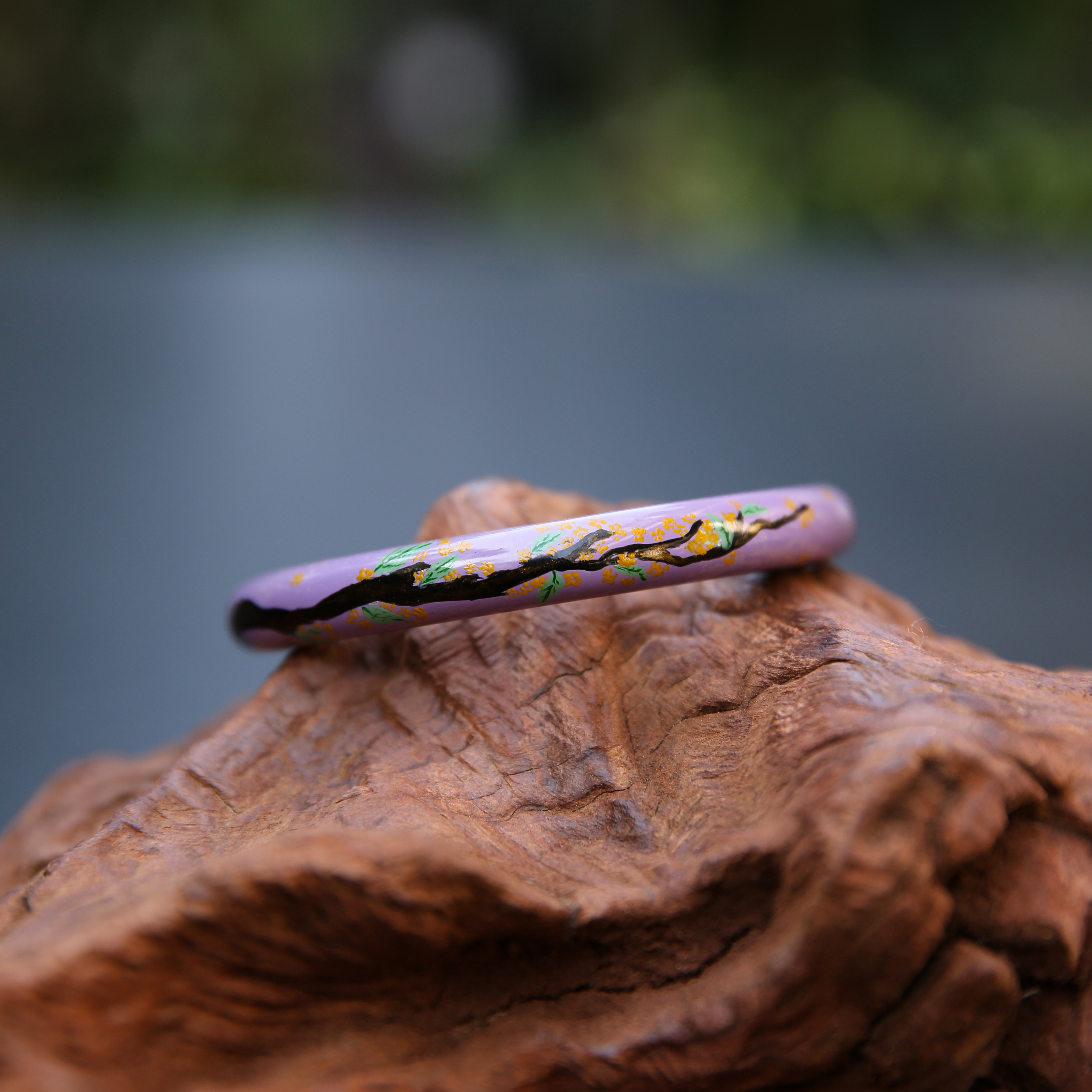 非遗大漆手镯紫色金桂漆器纯手工彩绘魅感新中式男女礼物送老外