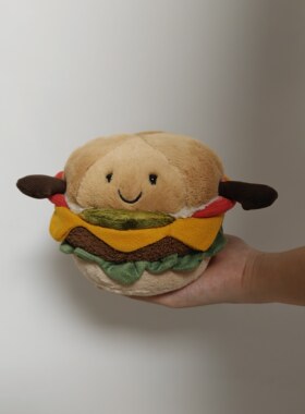 正版现货JELLYCAT趣味汉堡包陪伴玩具公仔可爱实物系列毛绒玩具