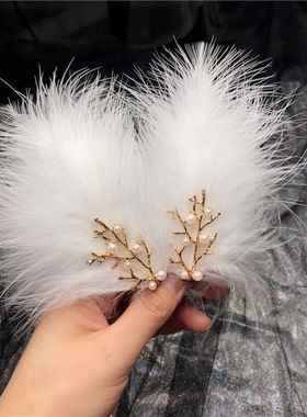 网红羽毛发饰超仙白色头饰表演婚纱礼服配饰简约百搭森系日常发饰