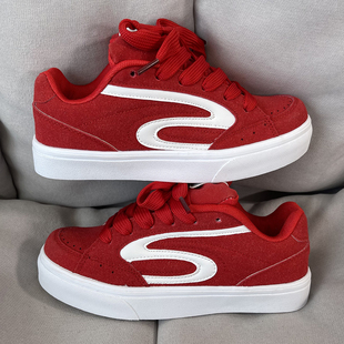 男女百搭情侣运动滑板鞋 国潮男鞋 ins小众原创复古潮流红色面包鞋