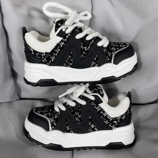 男情侣百搭老爹鞋 国潮男鞋 ins小众原创复古小香风厚底增高面包鞋