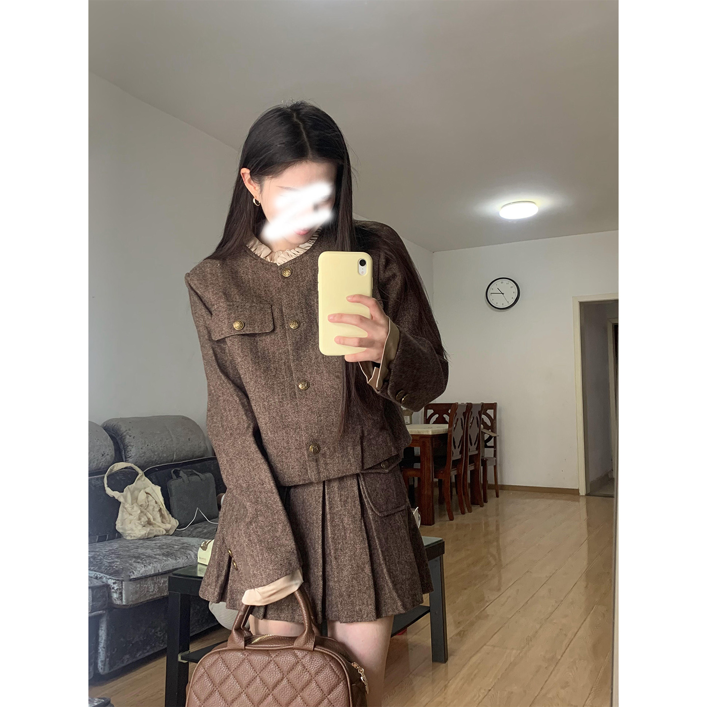 韩系千金风毛呢套装裙chic小个子
