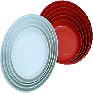 纯色塑料花盆托盘圆形波浪花边垫子白红色加厚塑料接水盘花盆底座