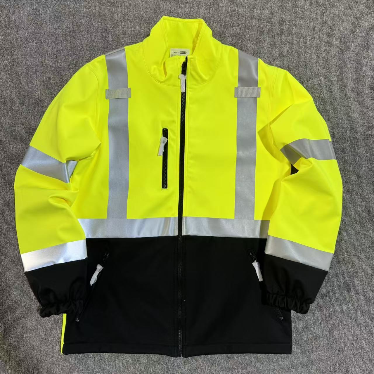 欧美原单尾货男款秋冬季加绒反光衣宽松大码直筒抓绒保暖工作服男