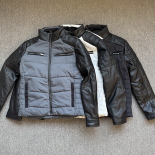 外贸尾货秋冬男款 休闲棉服 棉衣夹棉拼接直筒立领保暖抗风男士