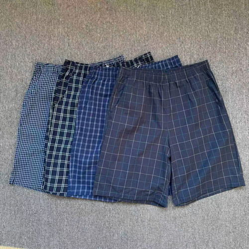 外贸尾货男士居家睡裤格子休闲百搭高腰男款短裤睡裤直筒百搭男裤