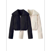 羽绒服面包女摩M01 大翻领白90鸭绒短款 粉丝439 2023年秋冬新品