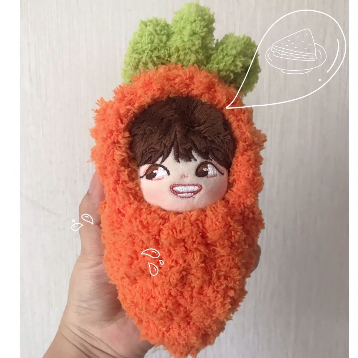 10cm胡萝卜娃衣可爱手作毛绒睡袋10厘米diy连体服针线毛线衣服