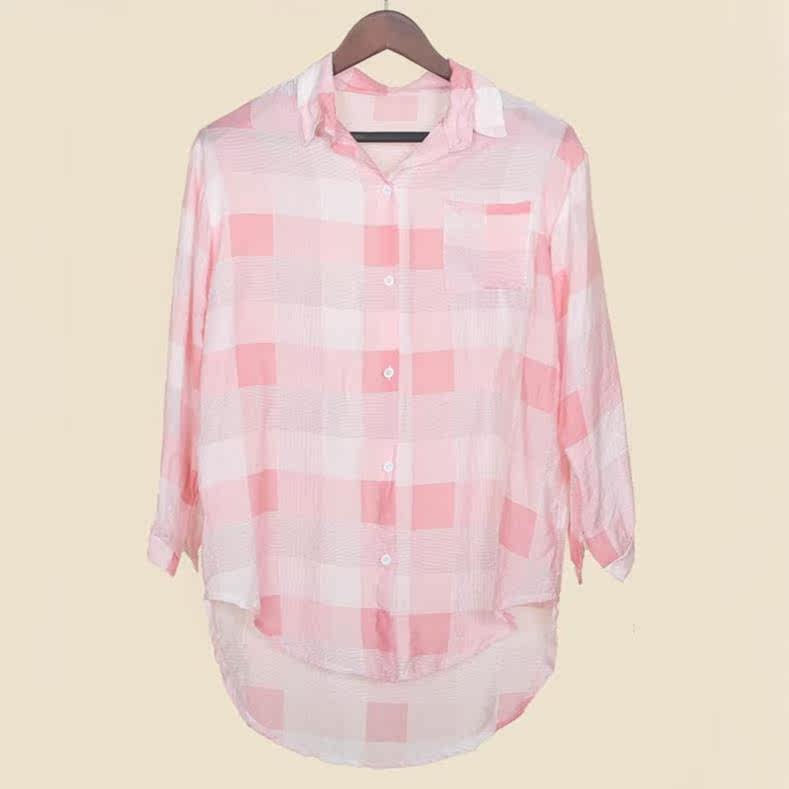 衬衫女韩版海边学生粉色骑车长袖秋季防紫外线宽松针织夏天百搭服在类目 女装/女士精品, 蕾丝衫/雪纺衫中 - 来自Buy2taobao.com提供专业的淘宝代购服务